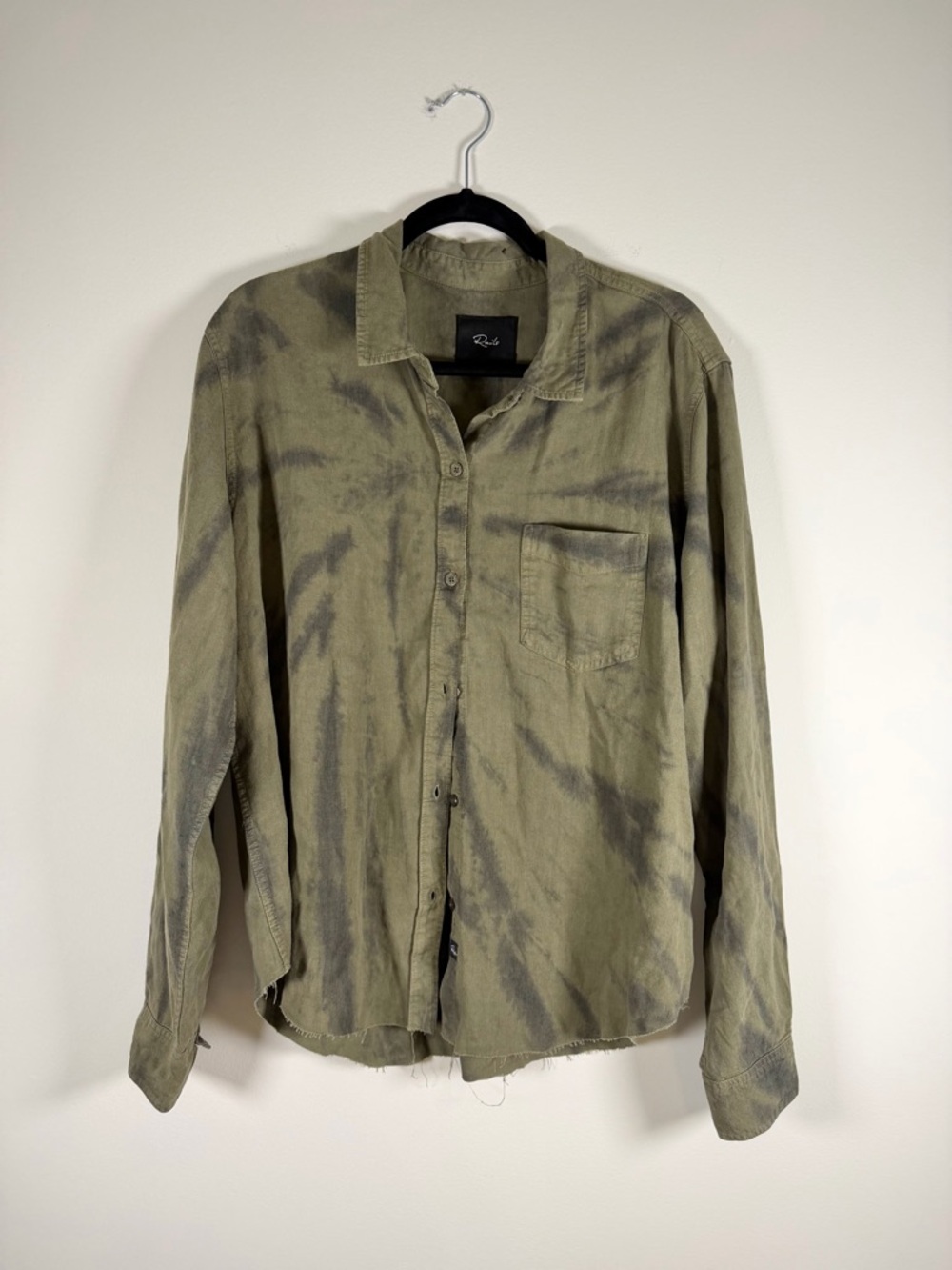 Rails Olive Button-Up Shirt with Black Label